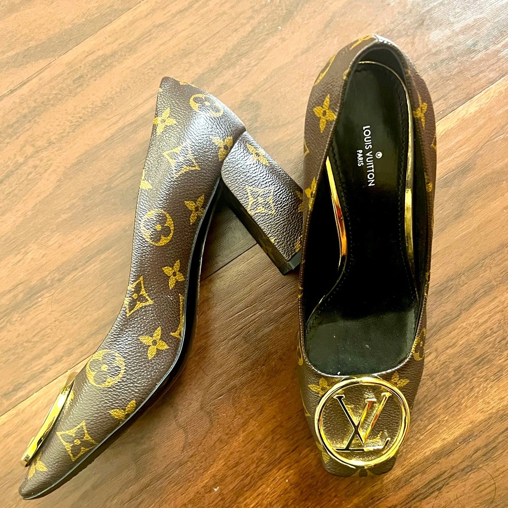 Monogram Louis Vuitton Madeleine Block Heel Pumps